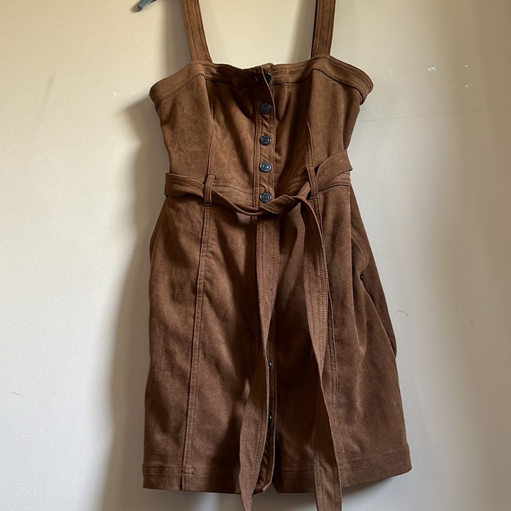 Abercrombie and Fitch brown Suede button down dress small - Picture 2 of 7